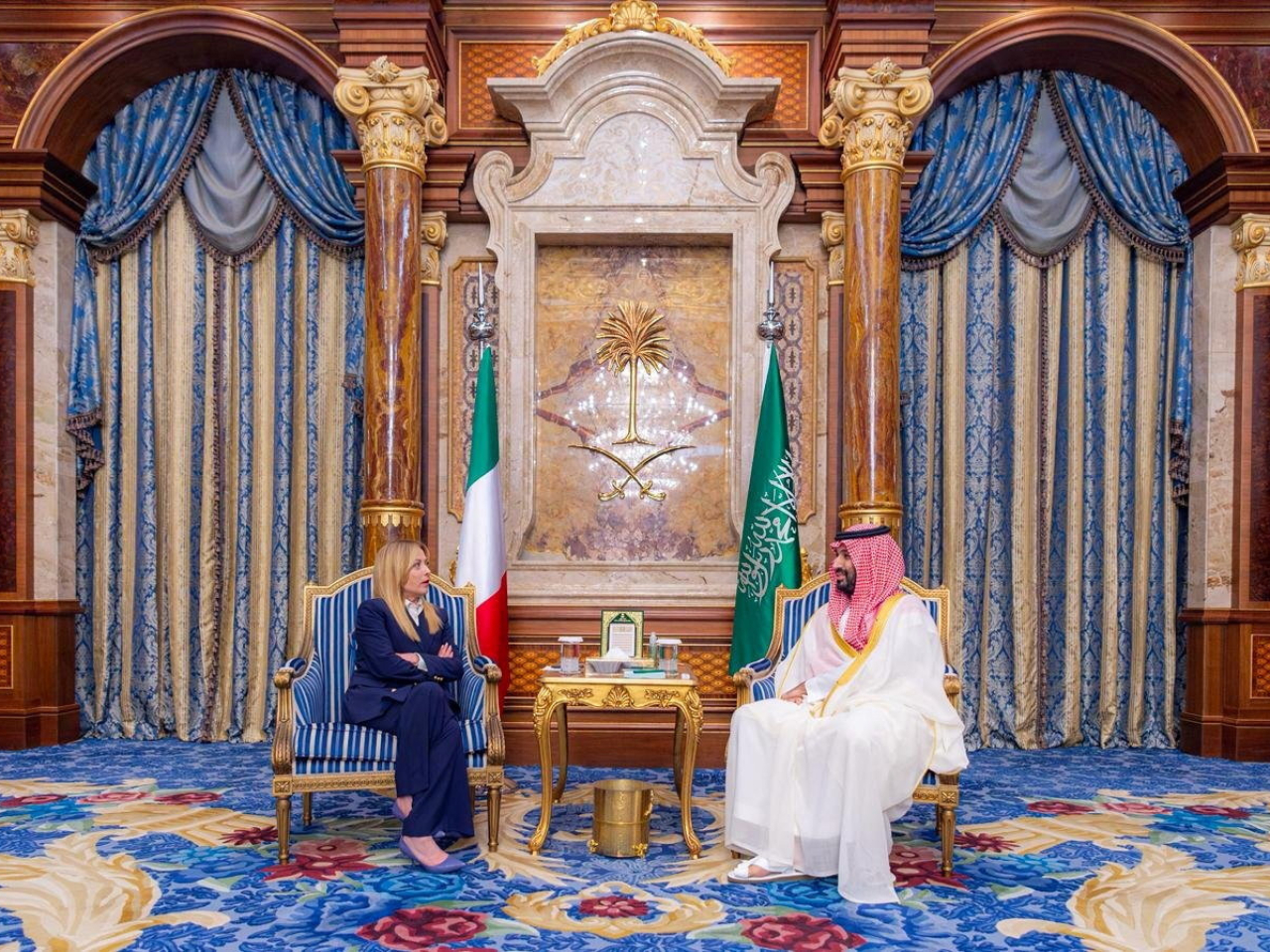 梅洛尼會見沙特王儲穆罕默德。（路透社）