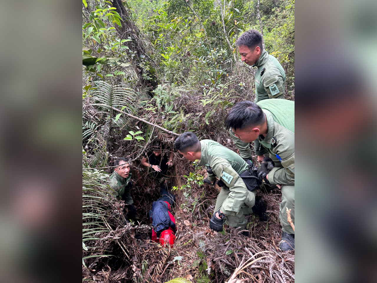 Officers said the man was found on a slope in a conscious state. Photo courtesy of the police force