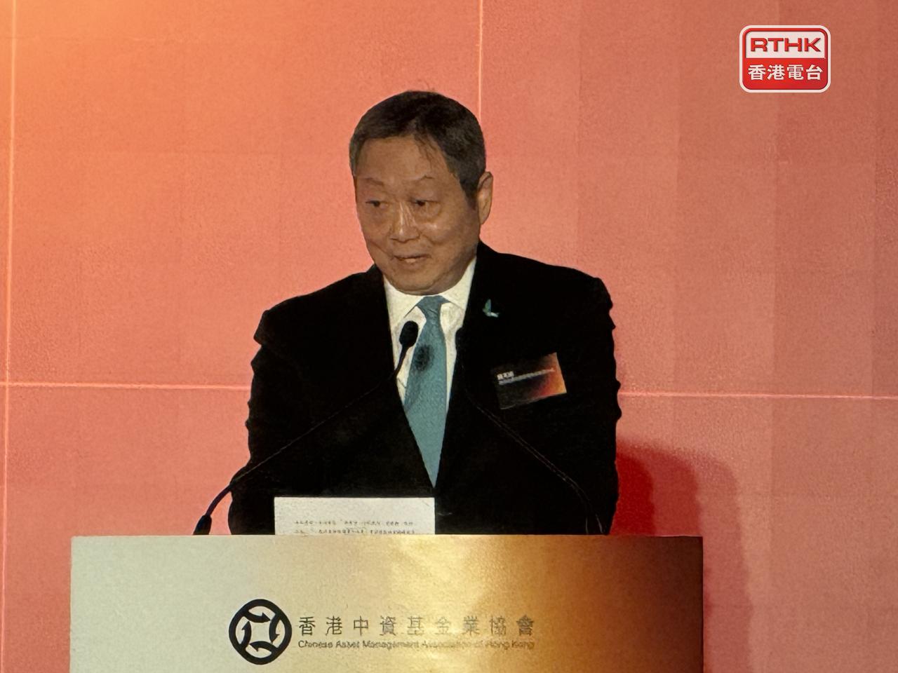 黃天祐稱無紙證券市場制度將強化金融市場基礎設施全面提升。（任浩鋒攝）