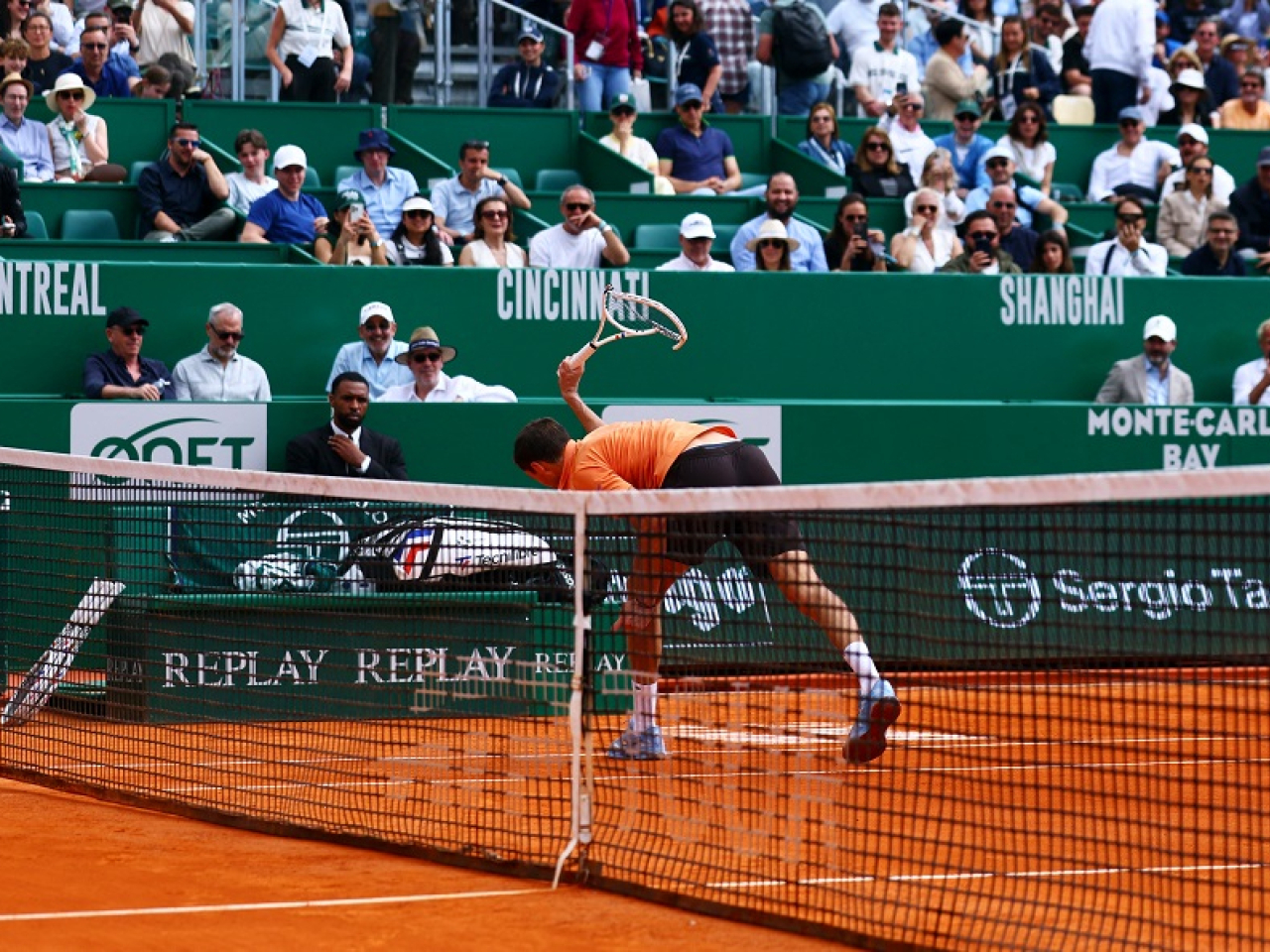 Medvedev smashed his racquet into the court four times as his frustration got the better of him. Photo: Reuters