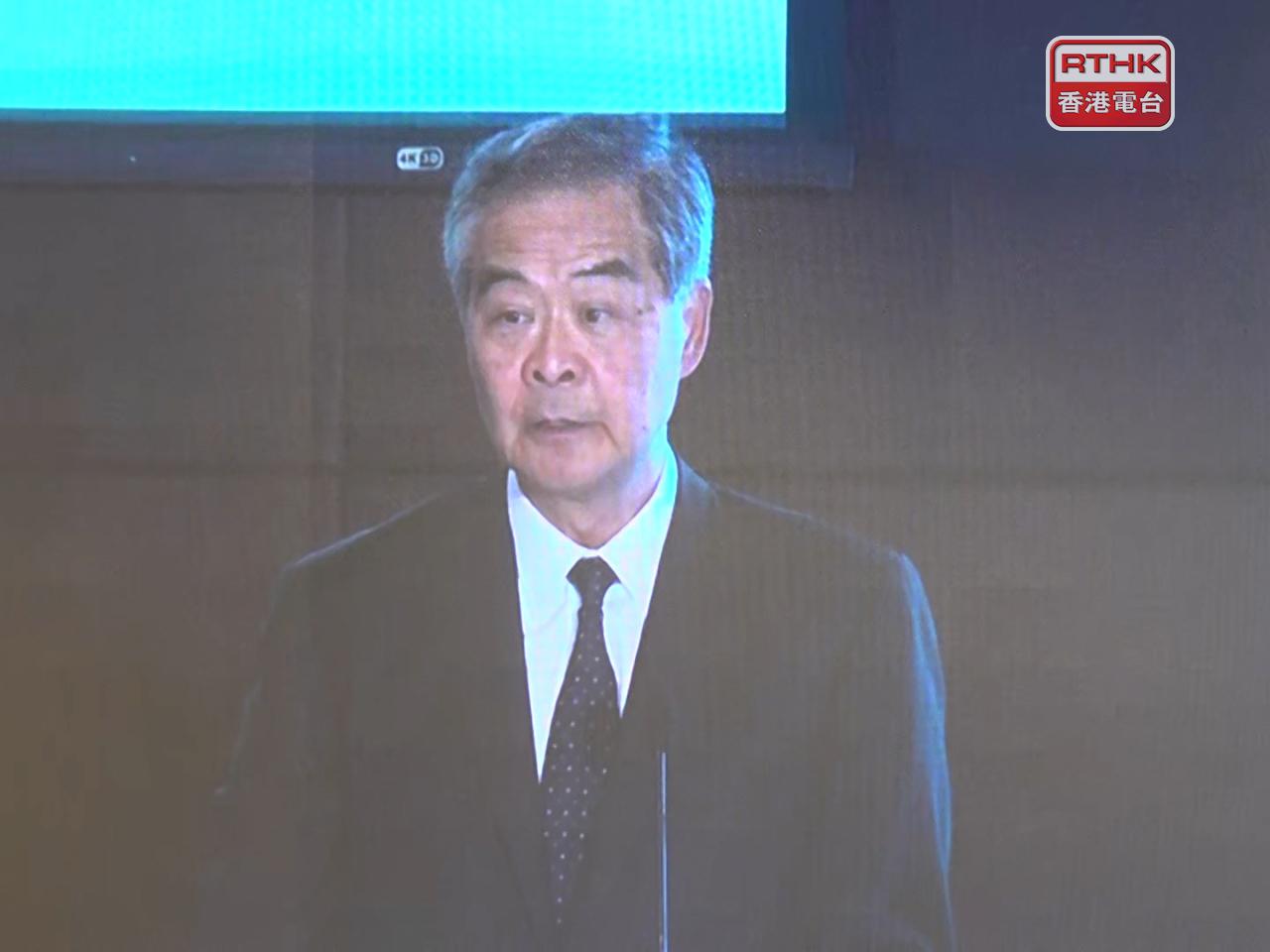 梁振英表示，「中醫藥全產業鏈香港中心」將助力中醫中藥在全國範圍內傳承、創新發展。（郭志強攝）