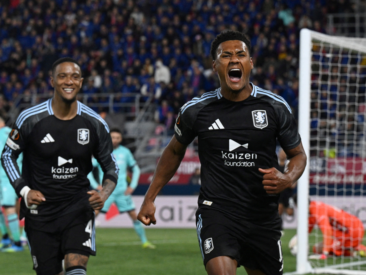 Villa have one foot in the door of the semis thanks to a brace from Ollie Watkins at Bologna. Photo: Reuters