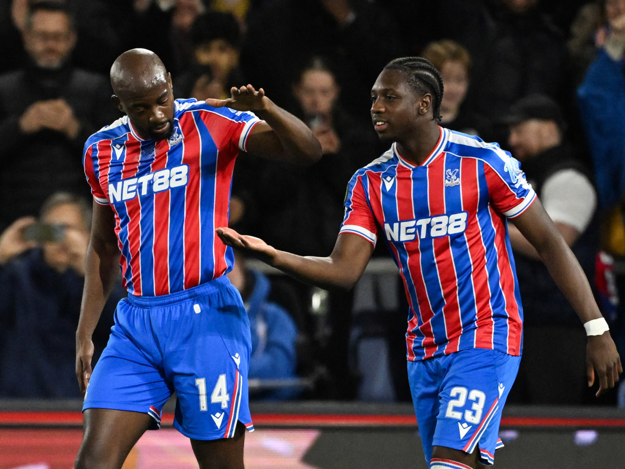 Jean-Philippe Mateta, left, scored once and set up another as the London side took control of their tie against Fiorentina. Photo: Reuters