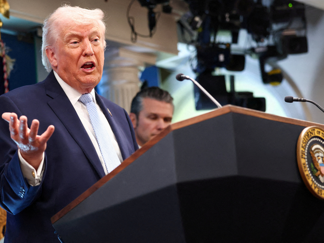 特朗普表示，對美伊達成和平協議非常樂觀，形容協議已觸手可及。（路透社資料圖片）