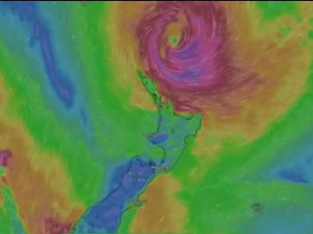 Cyclone Vaianu is expected to bring heavy rain, winds of up to 130 kilometres per hour and flooding in Auckland. Image courtesy of Windy.com