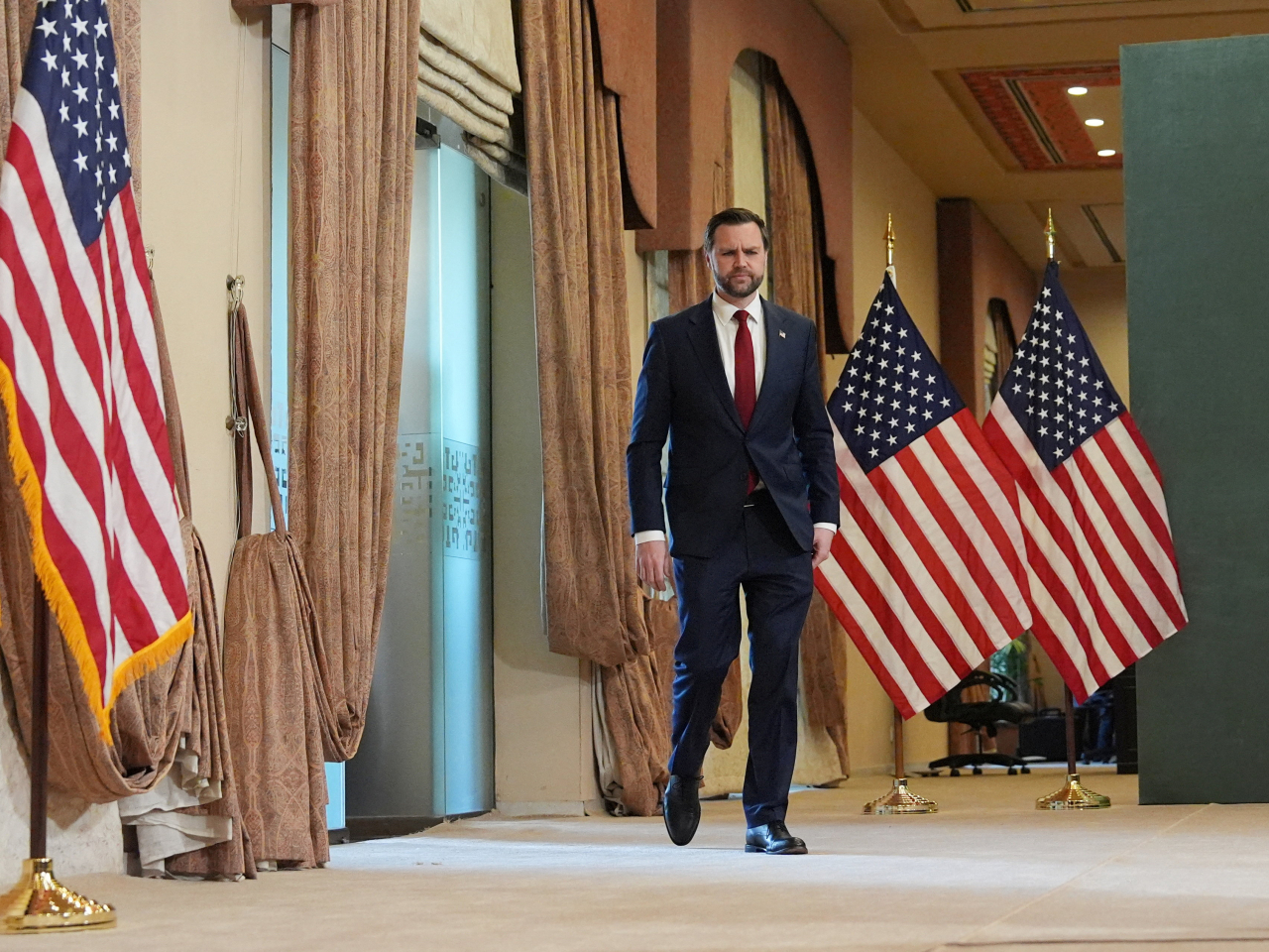 US Vice President JD Vance arrives for a news conference after meeting with officials from Pakistan and Iran, but failing to reach any agreement on a formal end to hostilities. Photo: Reuters