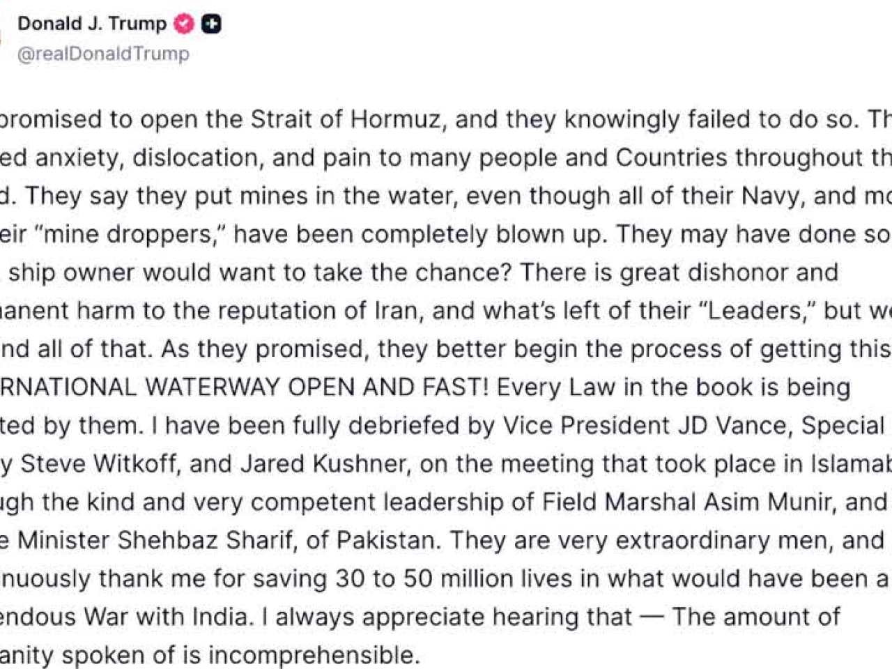 特朗普形容美伊談判進展順利，除了核問題之外，雙方已經就大部分問題達成共識。（路透社）