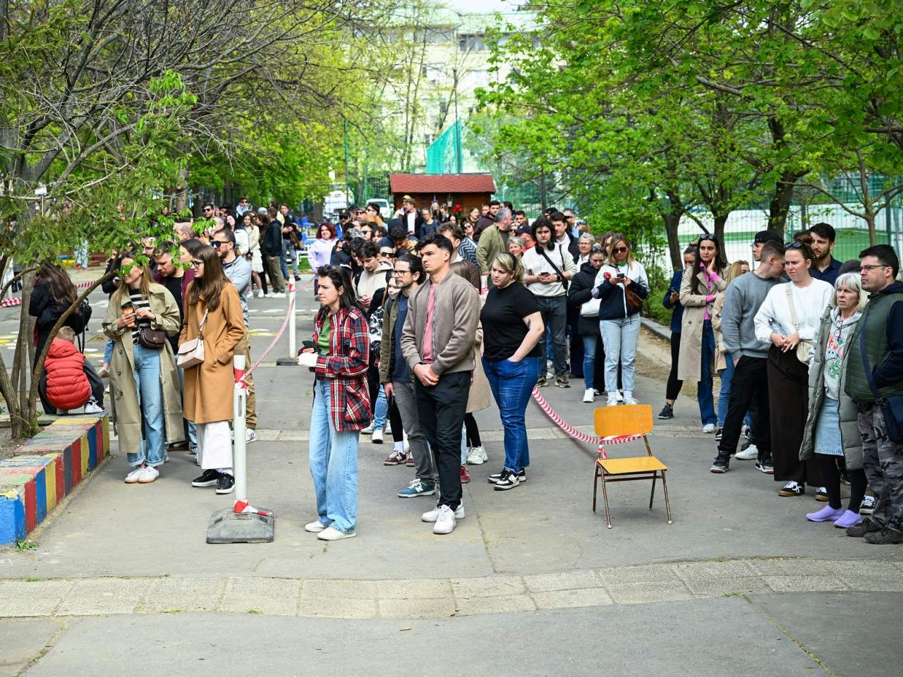Voters queue outside a polling station in Budapest. Photo: Reuters