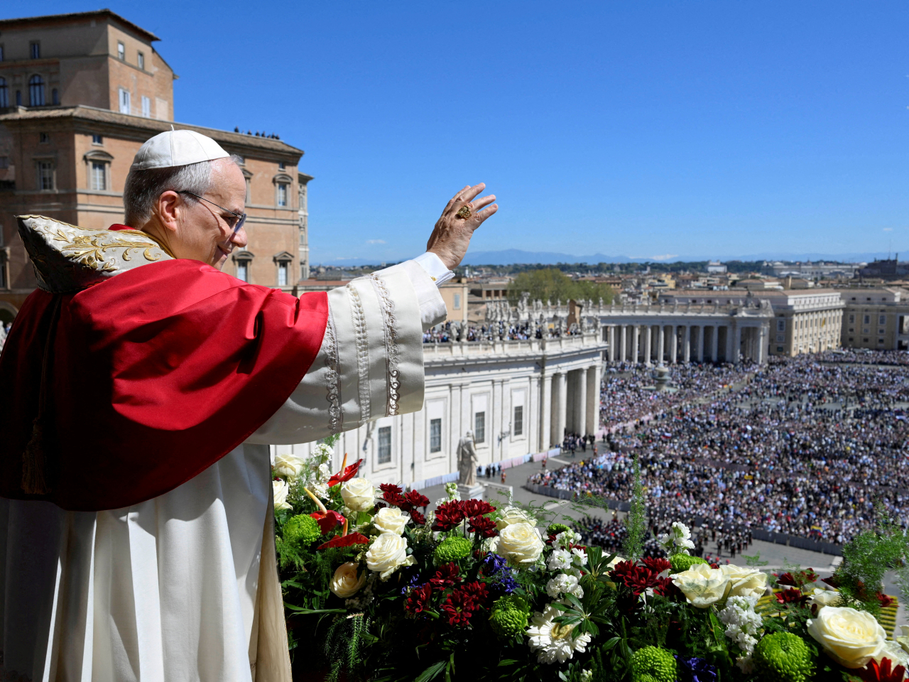 Pope Leo XIV delivers his 'Urbi et Orbi' (To the city and the world) message from the balcony of St Peter's Basilica on Easter Sunday. File photo: Reuters
