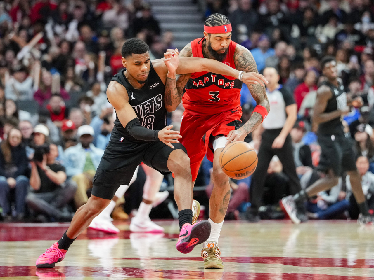 Brandon Ingram, right, scored 25 points to lift Toronto to its first post-season appearance since 2022. Photo: Reuters
