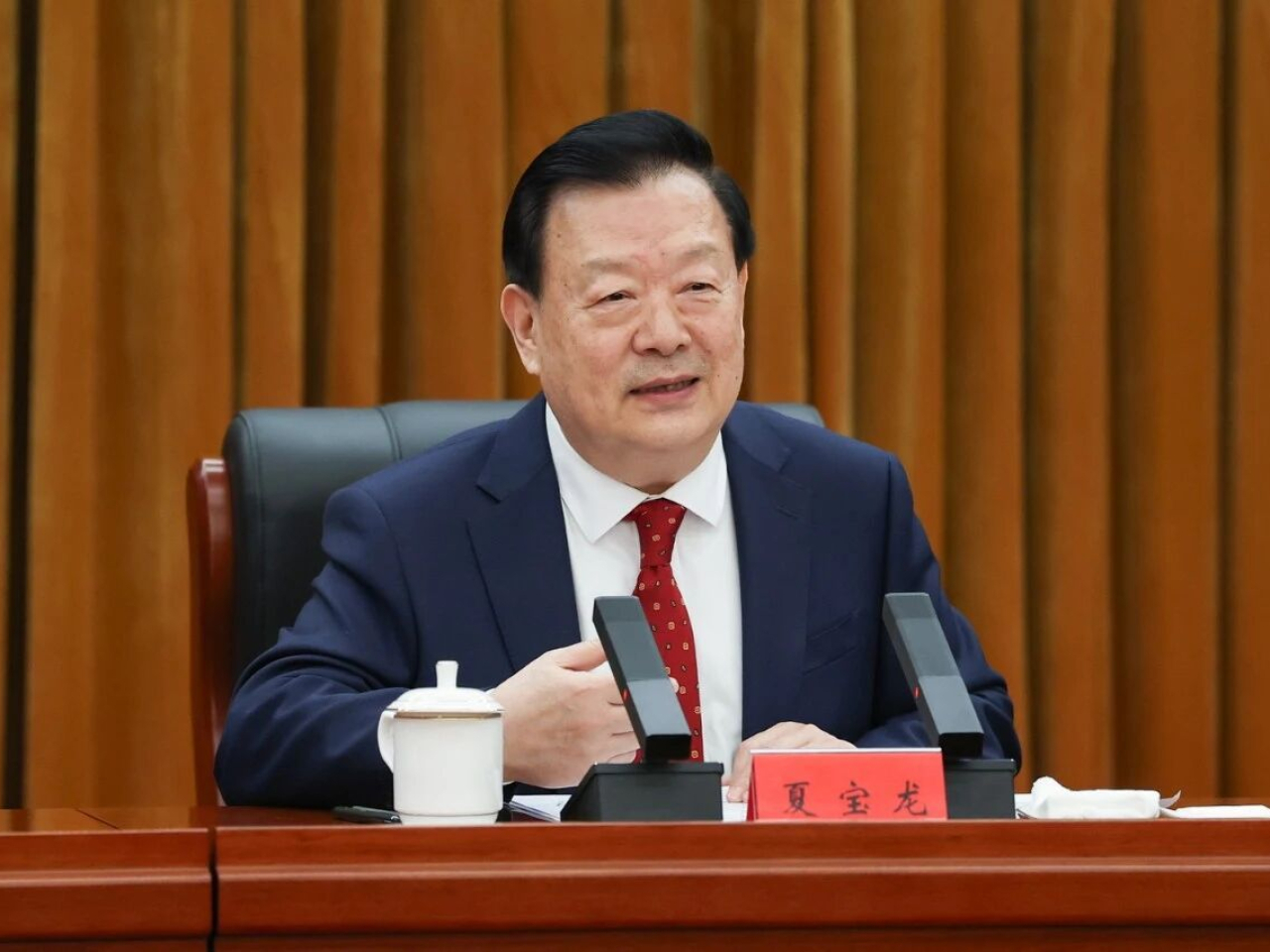 Xia Baolong will give a speech on national security via video link. File photo courtesy of Hong Kong and Macao Affairs Office