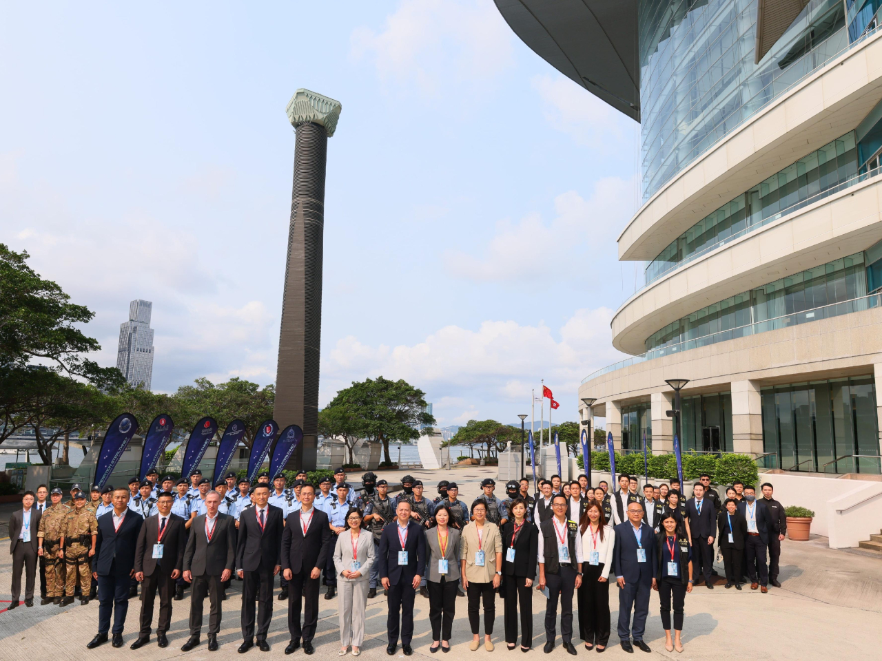 警務處聯同國際刑警組織，以及澳門、新加坡和韓國警察部門等舉行演練。（政府新聞處圖片）