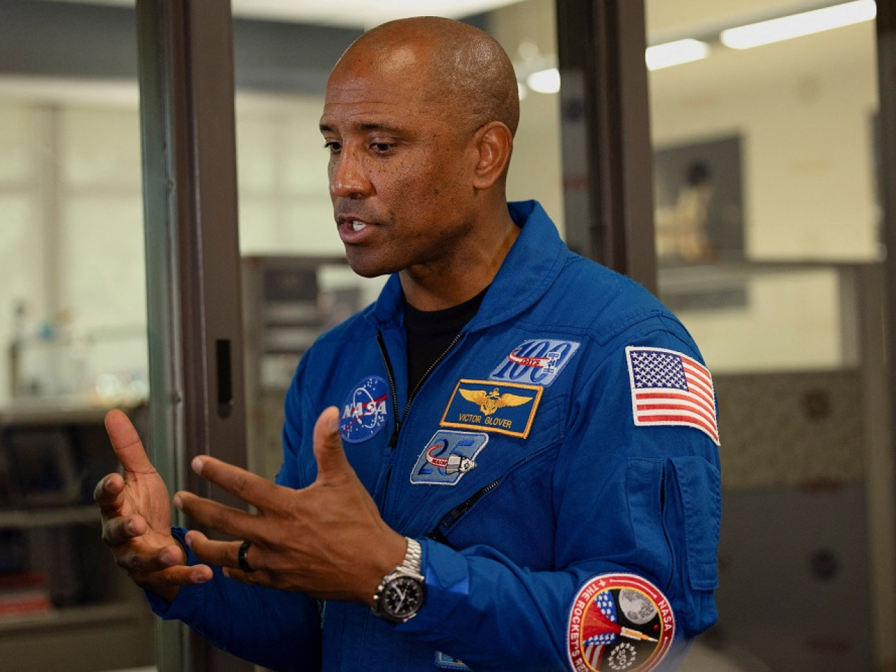 Victor Glover said free falling felt like diving off a skyscraper backwards. Photo: Reuters