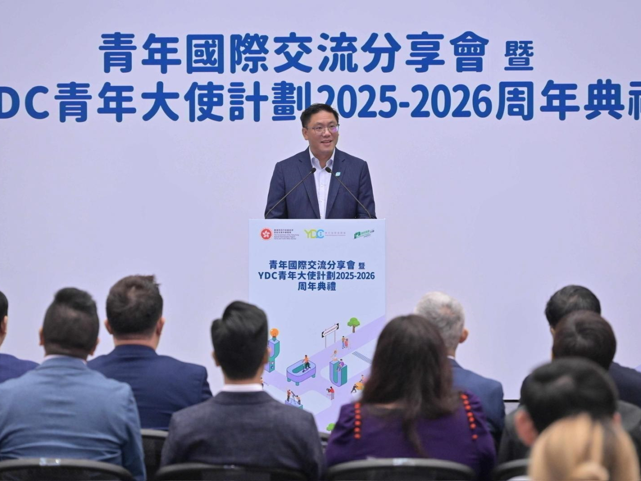 梁宏正表示，民青局和青年發展委員會合作，積極推動青年國際交流，讓青年拓展國際視野，了解世界發展局勢。(政府新聞處)