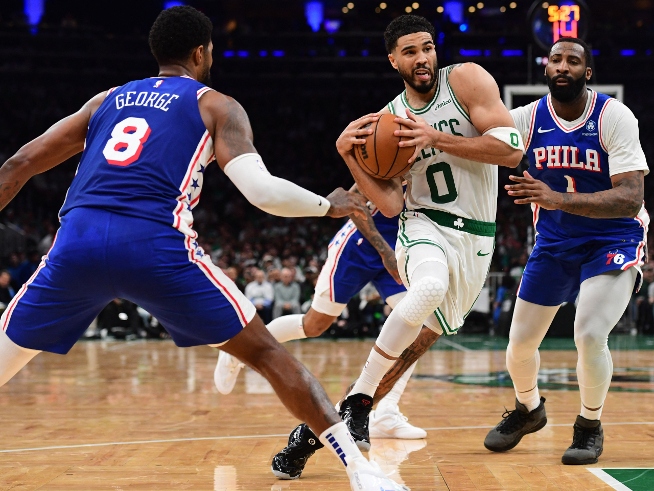 Boston's Jayson Tatum had an efficient scoring night in his first post-season game since returning from injury. Photo: Reuters