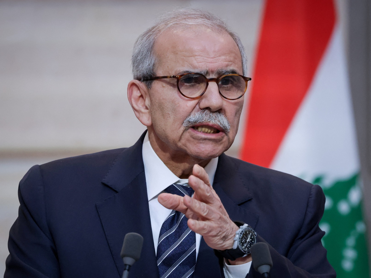 Lebanese Prime Minister Nawaf Salam said his government did not seek confrontation with Hezbollah but would not be intimidated by it. Photo: Reuters
