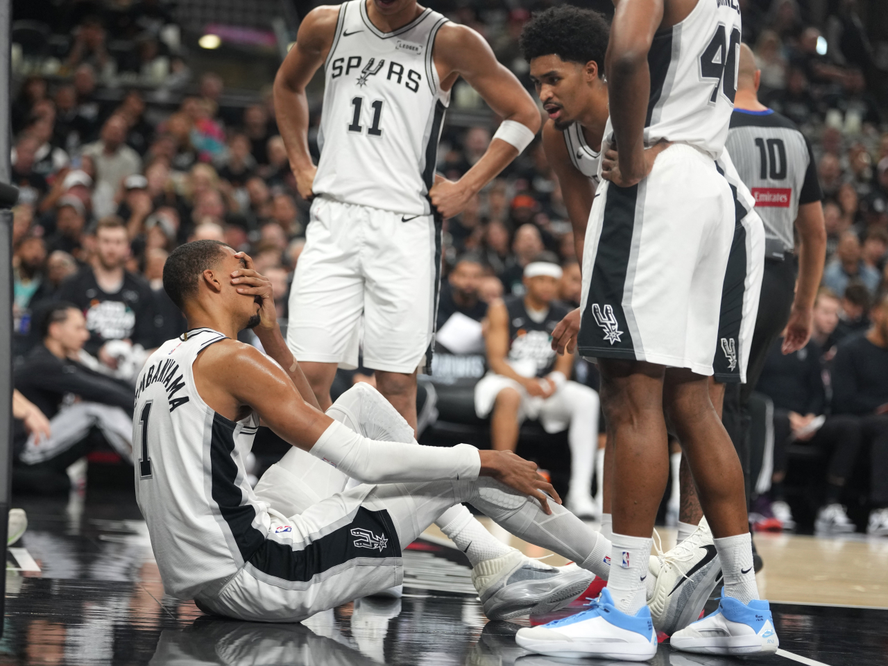 Victor Wembanyama was ruled out early in San Antonio's game against Portland with a concussion. Photo: Reuters