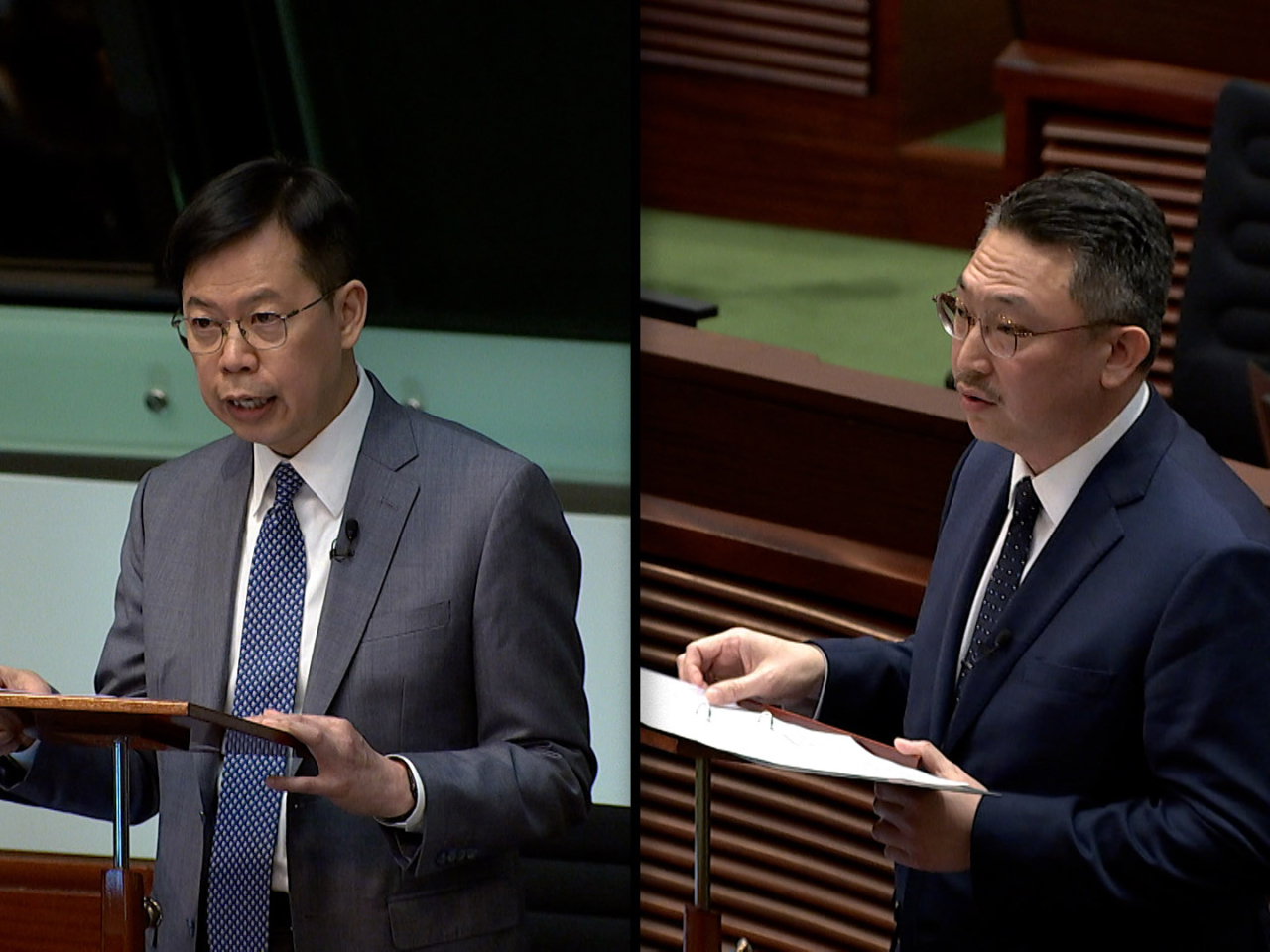 陳振英（左）認為預算案是值得充分肯定的務實預算案；林偉全（右）對預算案表示肯定。