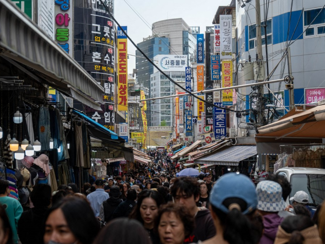 韓國首季國內生產總值按季增長1.7%，創2020年第3季以來最快增速。（法新社資料圖片）