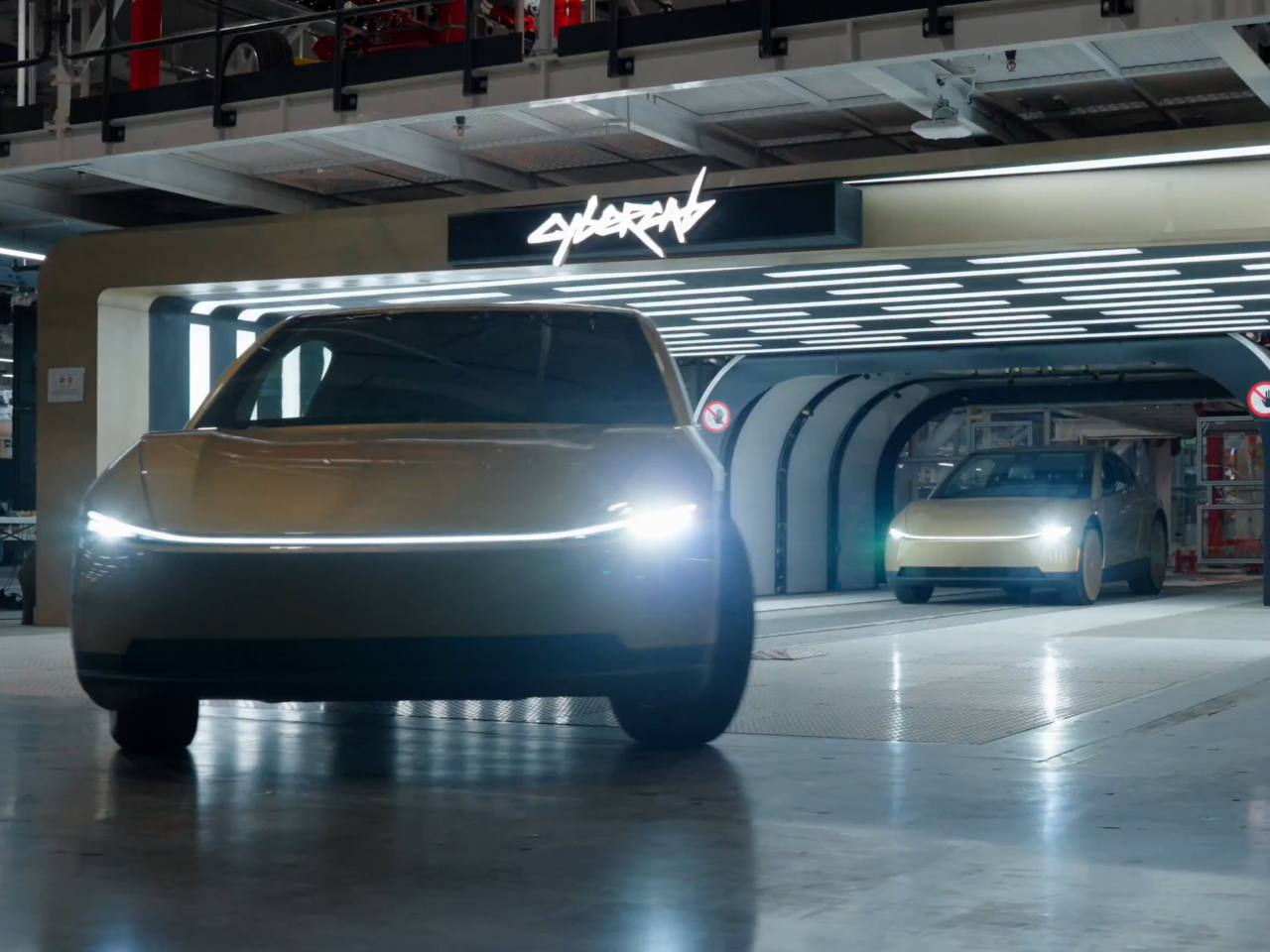Gold-coloured Cybercabs can be seen in a promotional video posted on X rolling off the factory floor.