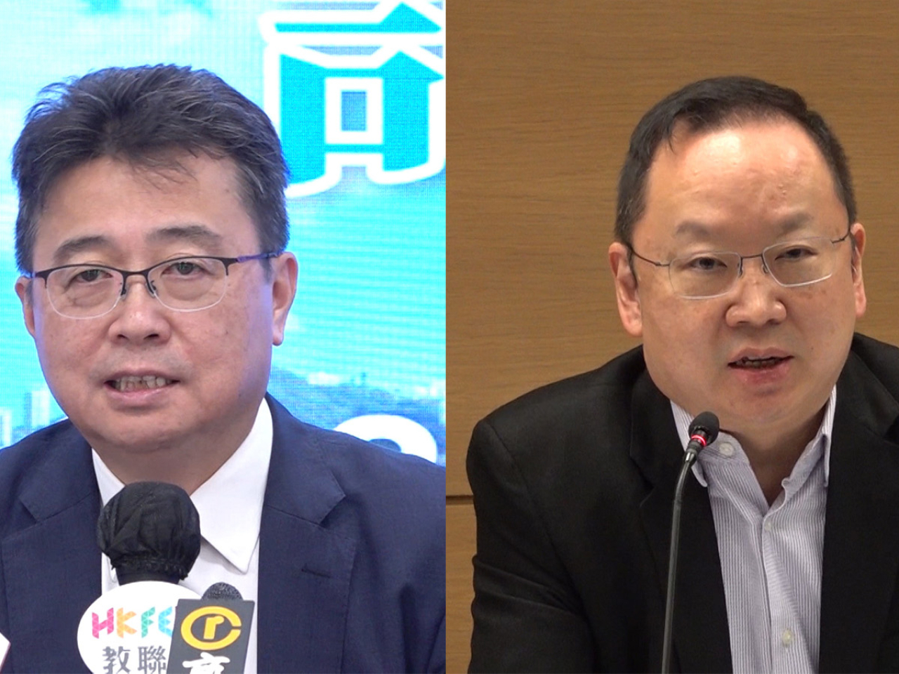 劉智鵬（左）表示因私人理由請辭不應作太多揣測；陳仲尼（右）相信城大的管治制度及架構完善事件不會帶來重大影響。