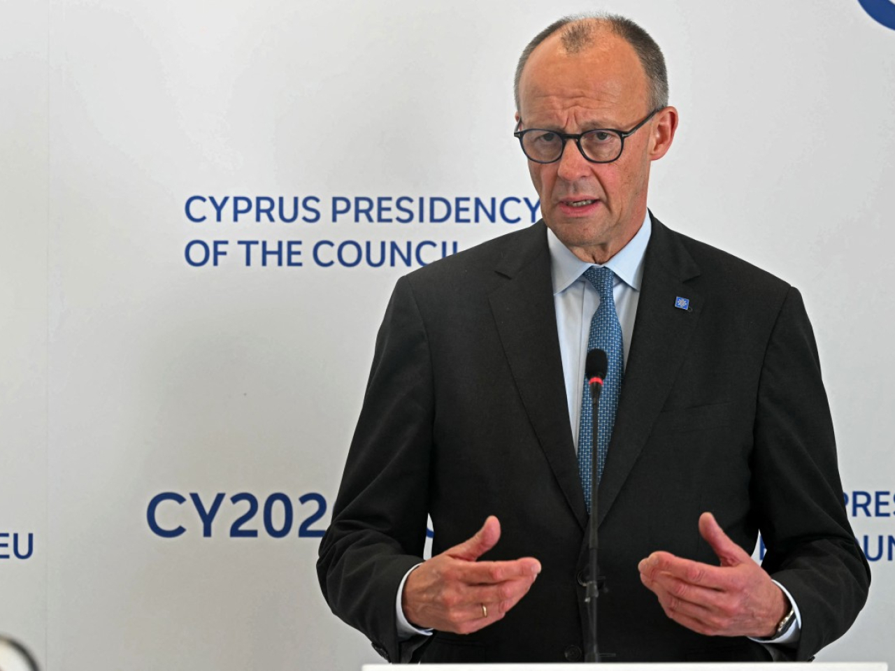 默茨建議在烏克蘭正式入歐前，容許烏方參與歐盟一些機構的相關會議，但不享有投票權。（法新社）