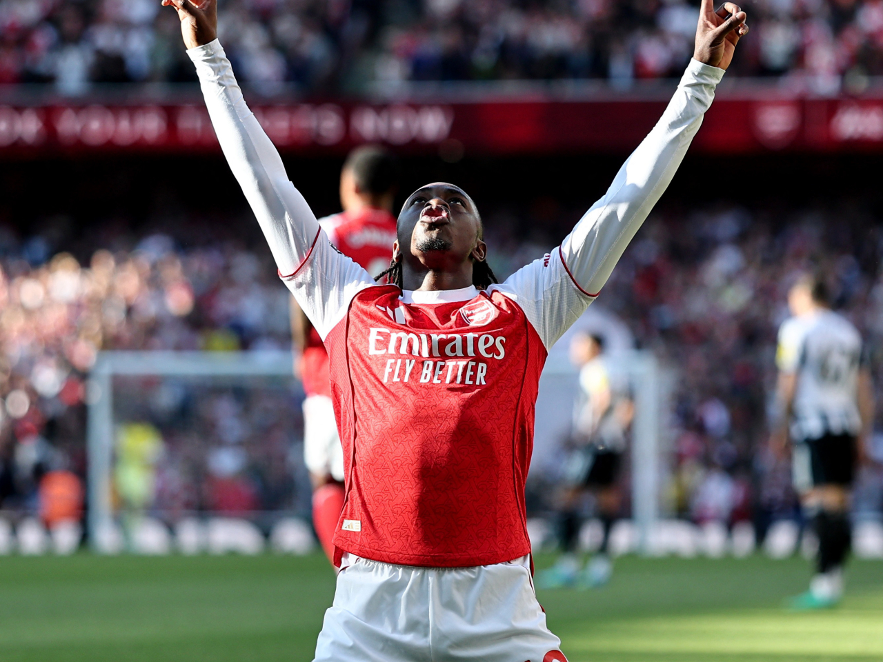 England midfielder Eze eased the pressure on Arsenal with an early goal, scoring home from outside the box after being teed up by Kai Havertz. Photo: Reuters