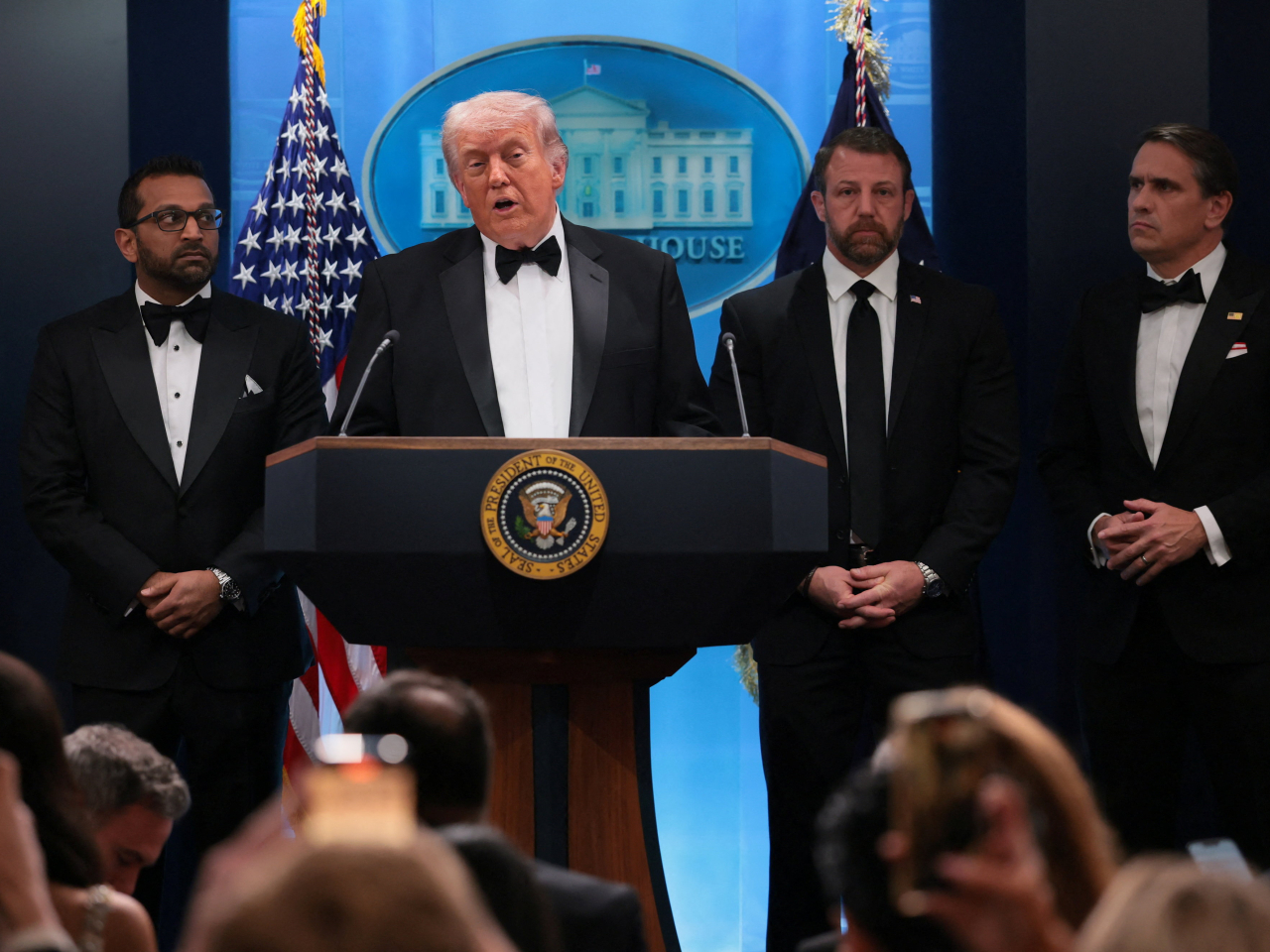 特朗普表示嫌犯事發時強闖安全檢查站，其後被特勤局人員抓獲。（路透社）