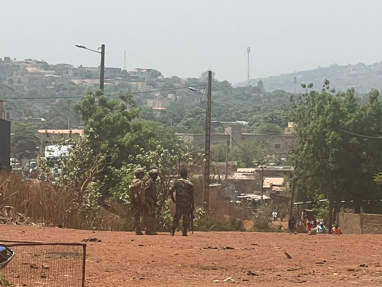 Malian soldiers stand during a patrol following the attack on Mali's main military base Kati outside the capital Bamako. Photo: Reuters