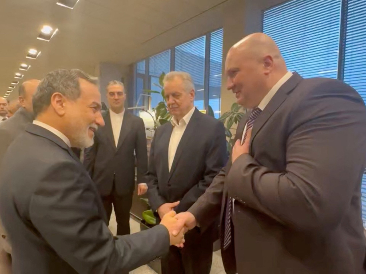 Iran's Foreign Affairs Minister Abbas Araghchi is greeted by Russian officials on arrival in St Petersburg. Photo: Reuters