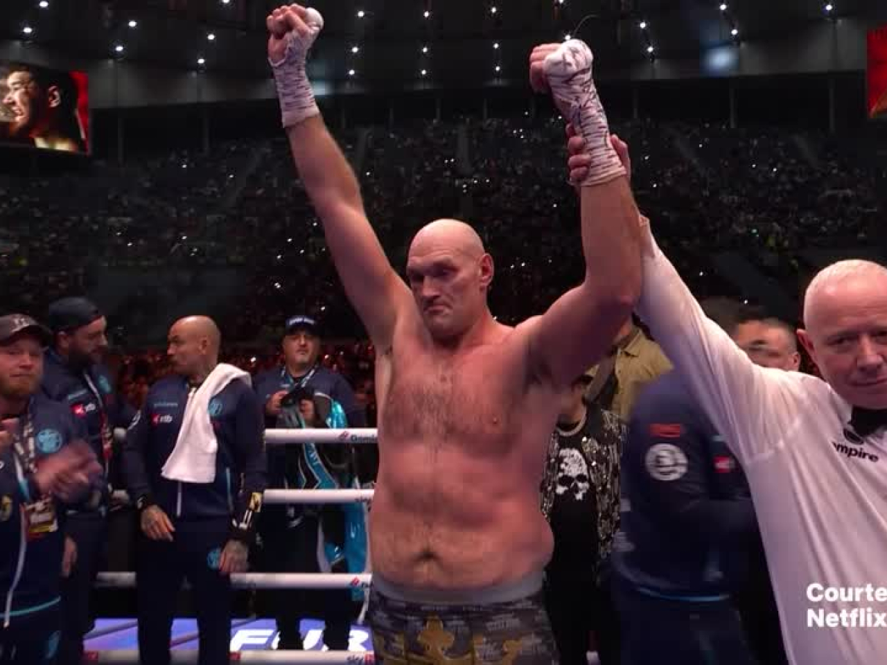 Tyson Fury called out Anthony Joshua after beating Arslanbek Makhmudov for a fight that would arguably be the biggest in British boxing history. Photo: Reuters