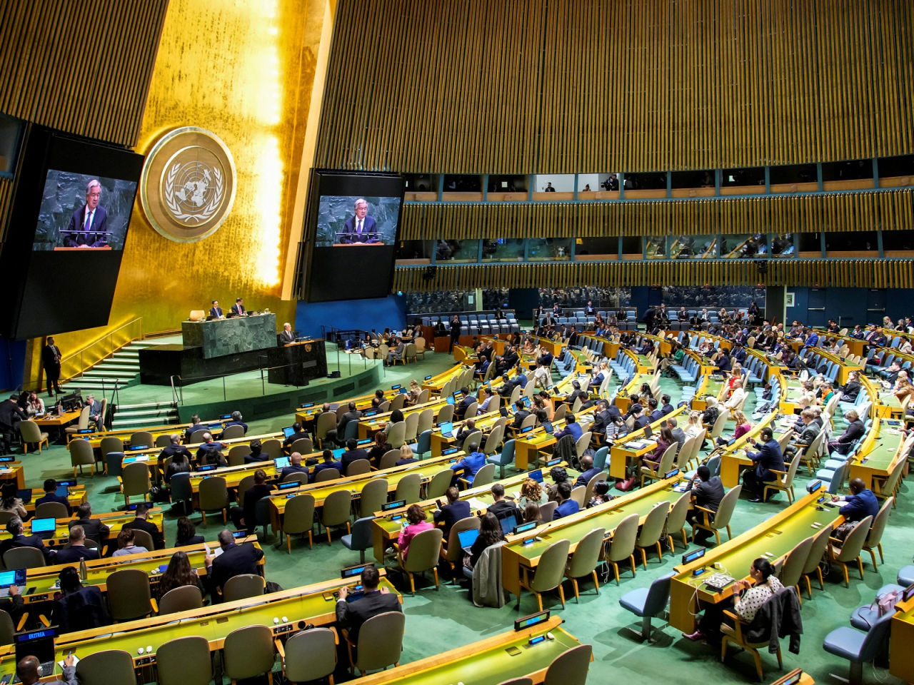 United Nations Secretary-General Antonio Guterres speaks to delegates during a meeting on the Nuclear Non-Proliferation Treaty at UN headquarters in New York City. Photo: Reuters