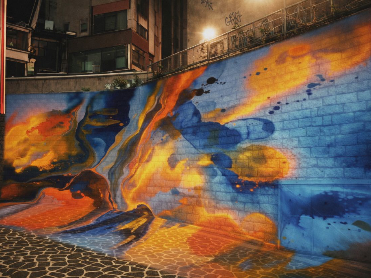 德己立街石牆光影藝術電腦模擬效果圖。（發展局提交立法會文件）