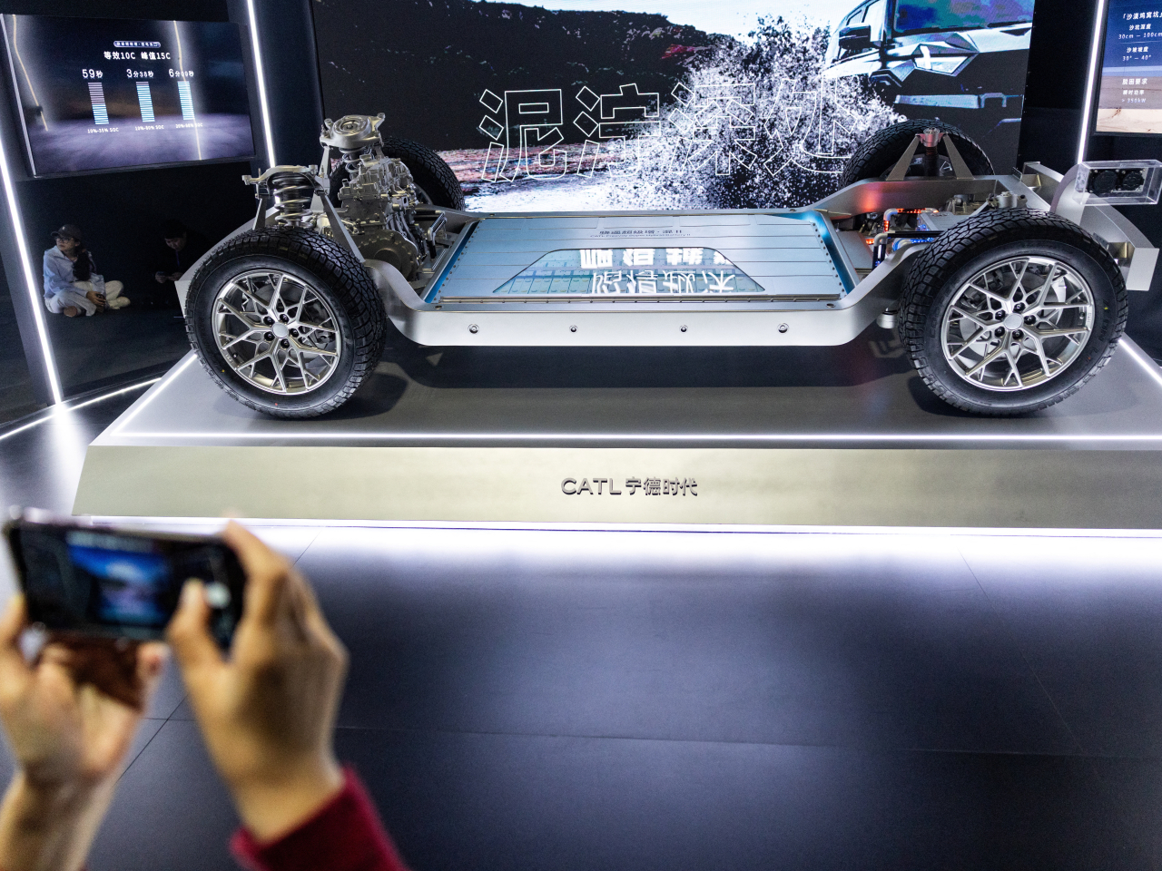 CATL puts its Freevoy Super Hybrid Battery II on show during its tech day event ahead of the Auto China show in Beijing. File photo: Reuters