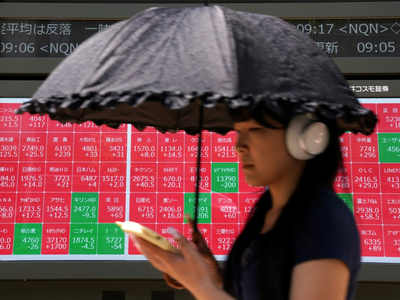 日經平均指數高見60634點，收市報59917點，跌619點，跌幅1.02%。（法新社）