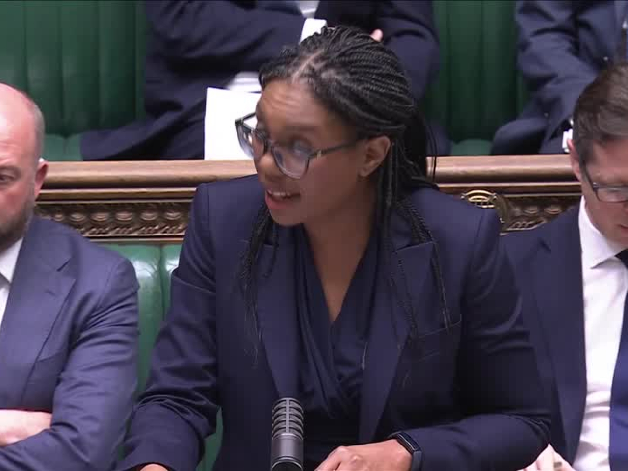 The leader of the UK opposition, Kemi Badenoch, opened the debate, telling MPs the vote was "about the Prime Minister being held to account." Photo: Reuters