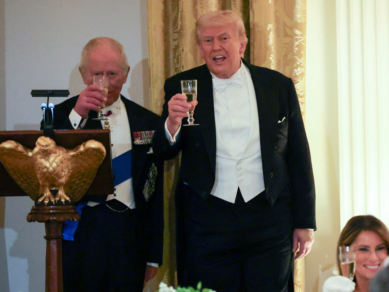 特朗普為查理斯三世舉行國宴。（路透社）