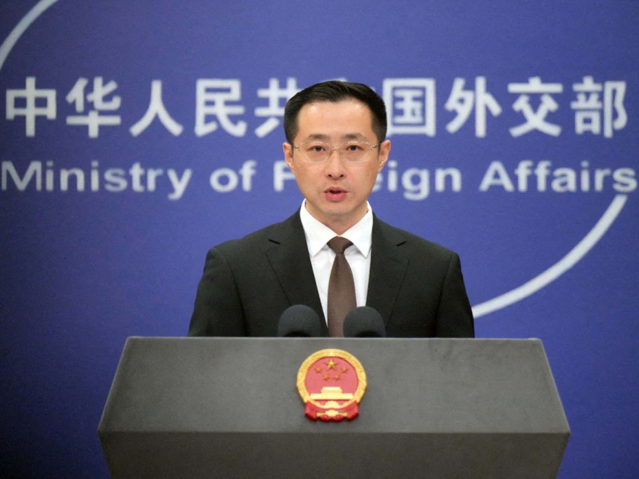 林劍說，把港口問題泛政治化和泛安全化的是美國。（法新社資料圖片）