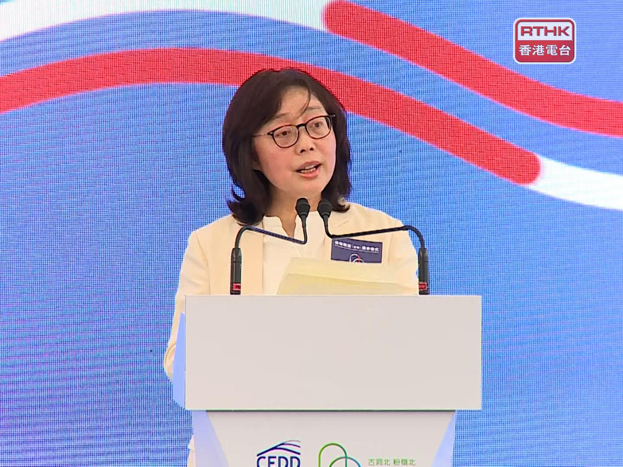 Bernadette Linn says the new Fanling Bypass (Eastern Section) will serve residents in Fanling North's first public housing project. Photo: RTHK
