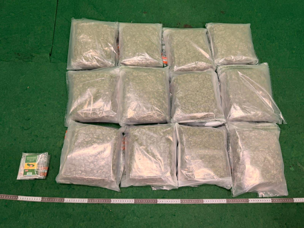 圖為海關所檢獲的懷疑大麻花及未完稅香煙。(政府新聞處）