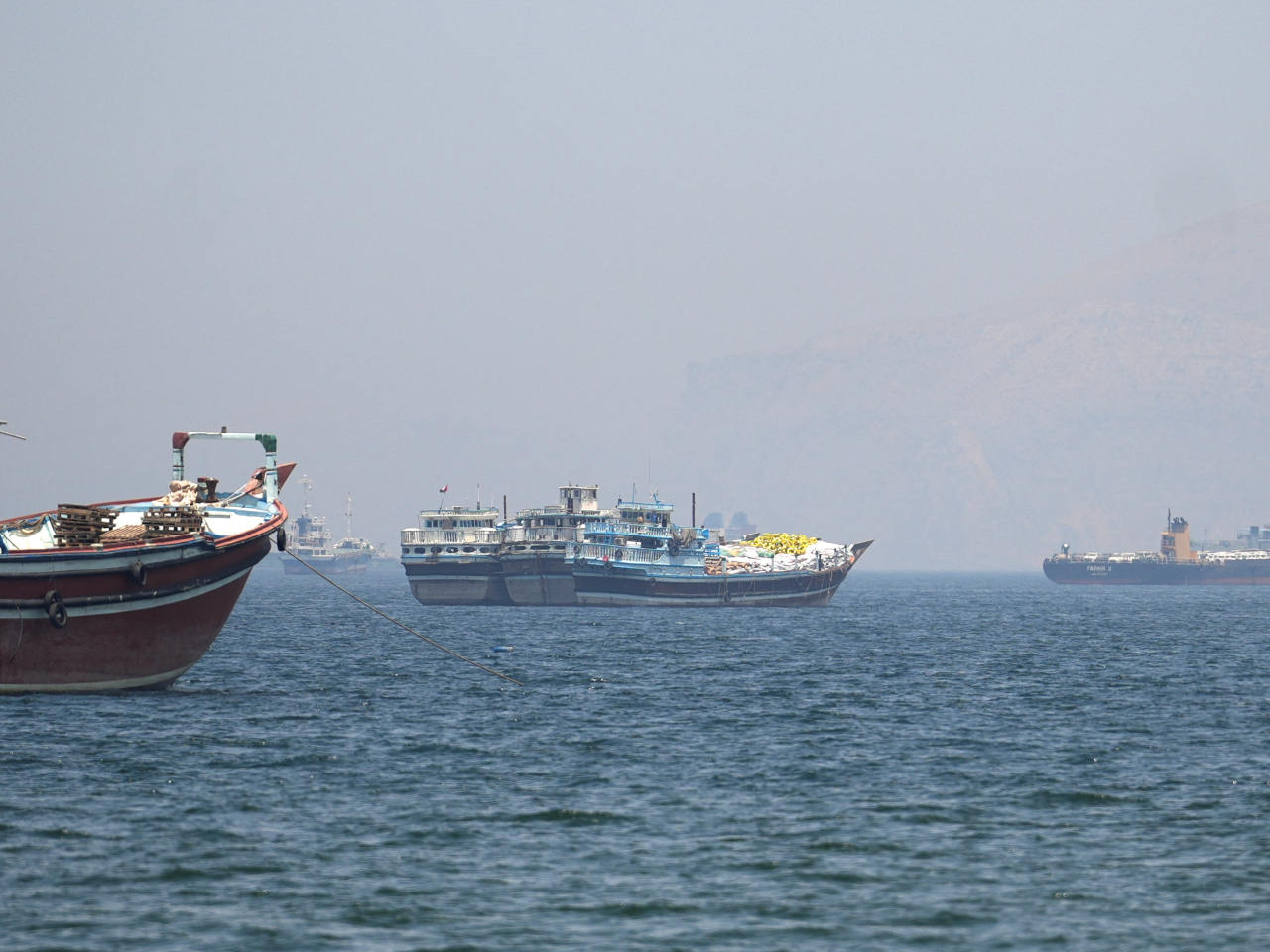 Ships and tankers are anchored in the Strait of Hormuz off the coast of Musandam, Oman. File photo: Reuters