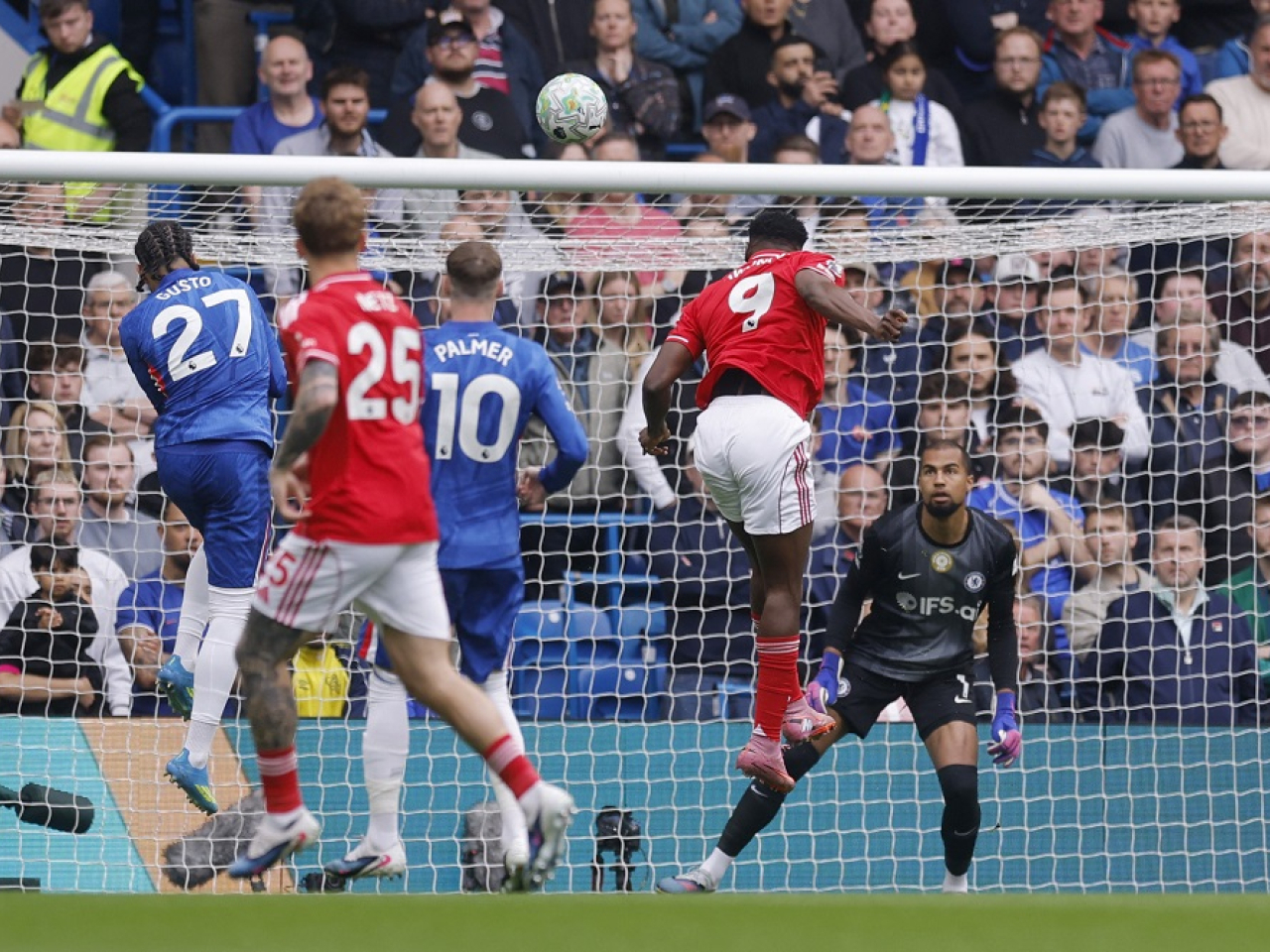 Taiwo Awoniyi gave Forest the lead with a header after just 97 seconds. Photo: Reuters