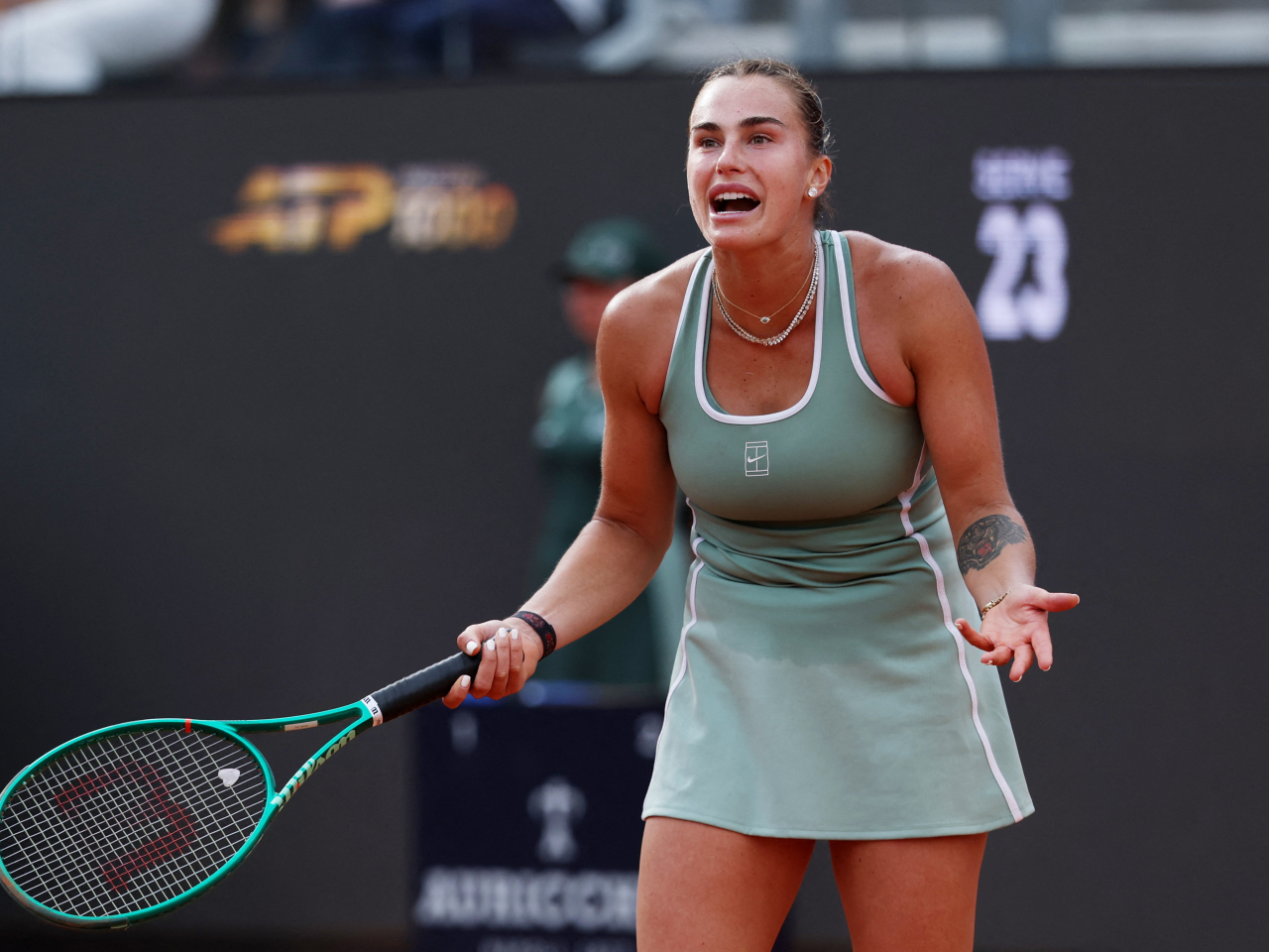 Sabalenka was visibly frustrated with her performance on centre court during an uncharacteristically sloppy display. Photo: Reuters