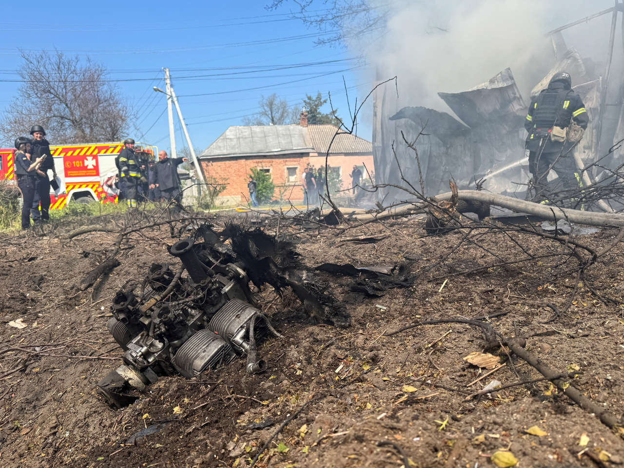 Five people were injured when a Russian drone attack damaged an apartment block in Ukraine&rsquo;s second-largest city. File photo: Reuters