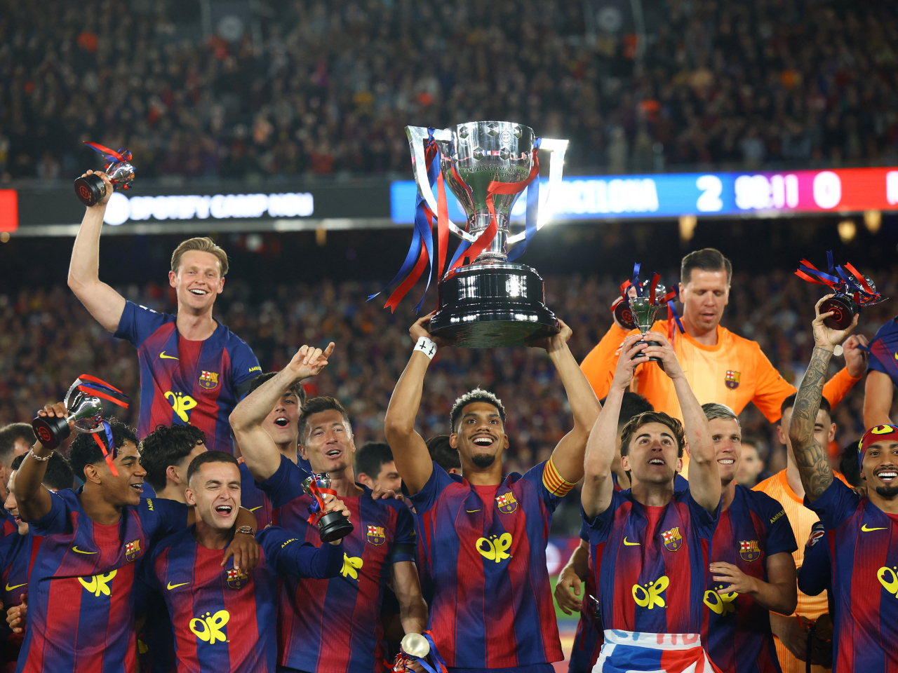 The Catalan giants clinched their second consecutive La Liga title after outlasting fierce rivals Real Madrid. Photo: Reuters