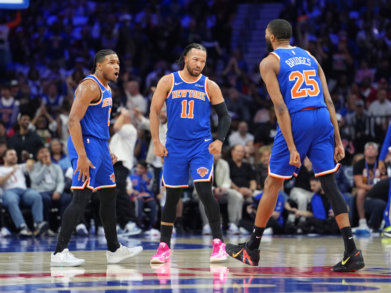 Jalen Brunson (11) tallied 22 points in New York's crushing game four win over rivals Philadelphia. Photo: Reuters