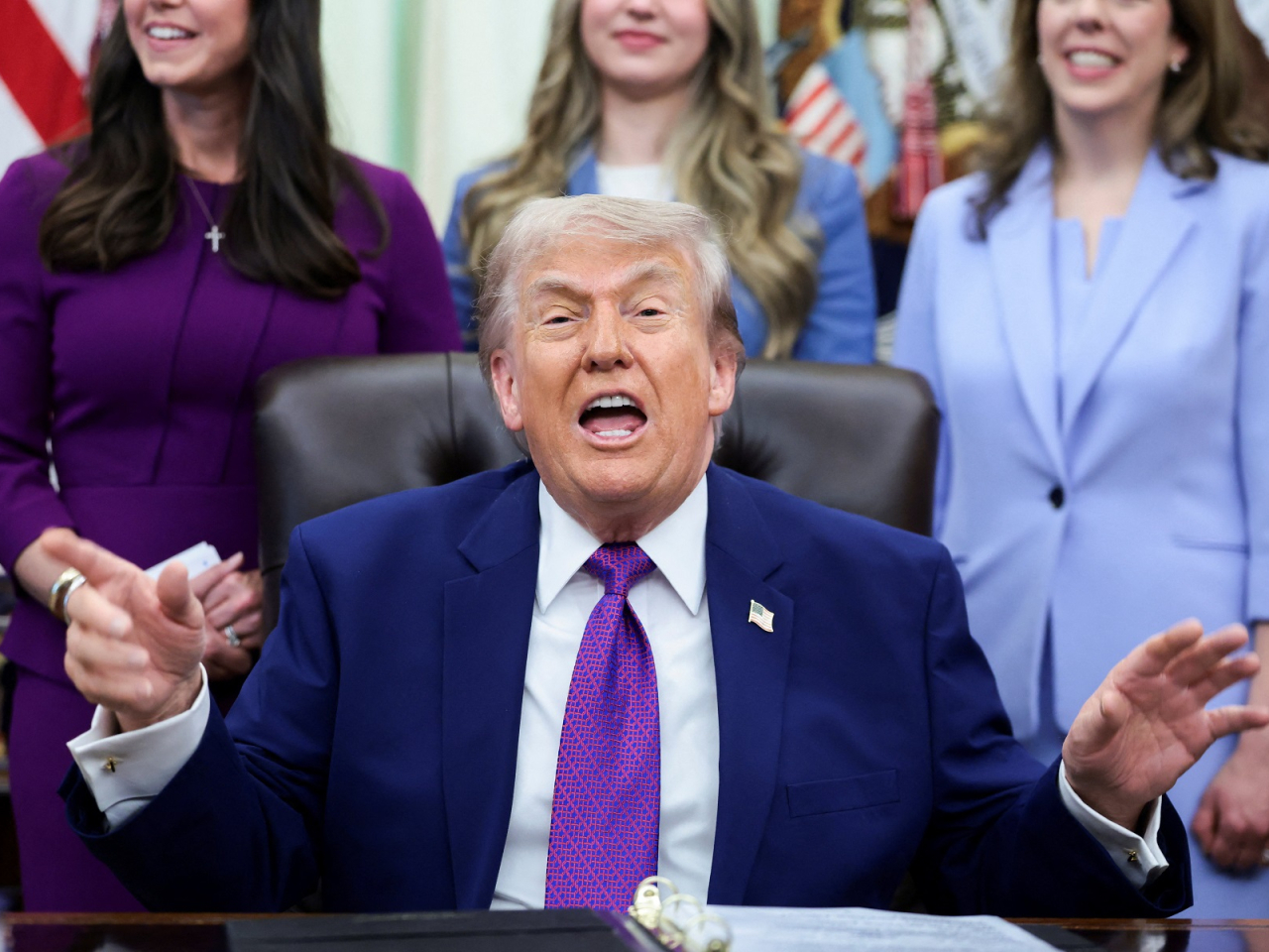 Speaking to reporters after a maternal healthcare event at the White House, Donald Trump dismissed Tehran's response to a US peace proposal as 'garbage'. Photo: Reuters