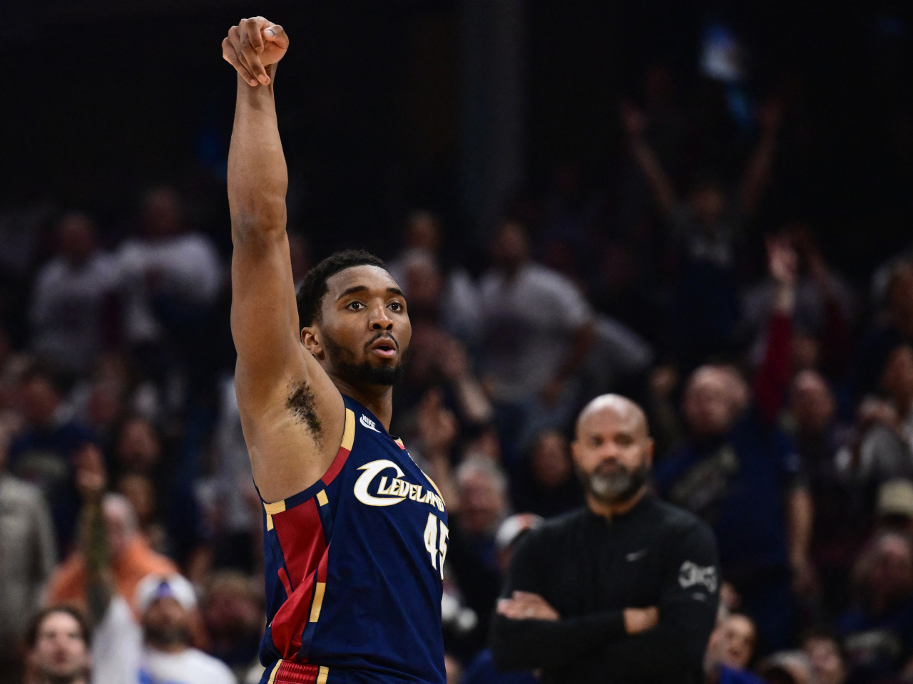 Donovan Mitchell's 21-point third quarter helped spark a 23-0 Cavaliers run to start the second half. Photo: Reuters