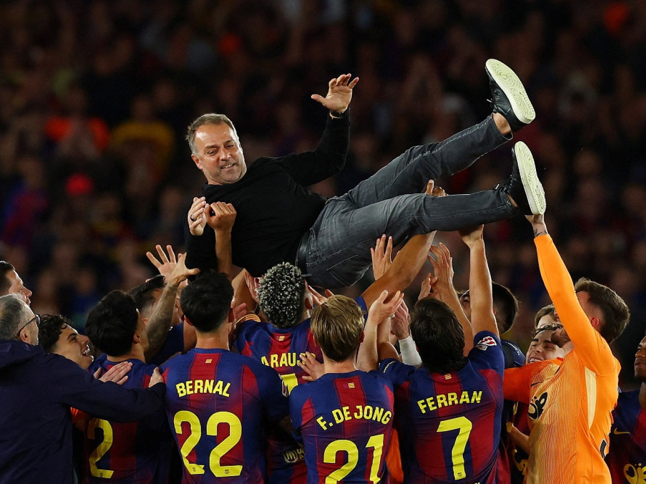 In two seasons, Hansi Flick has won two La Liga titles, one Copa del Rey and two Spanish Super Cups, but admits the club really wants the Champions League. Photo: Reuters