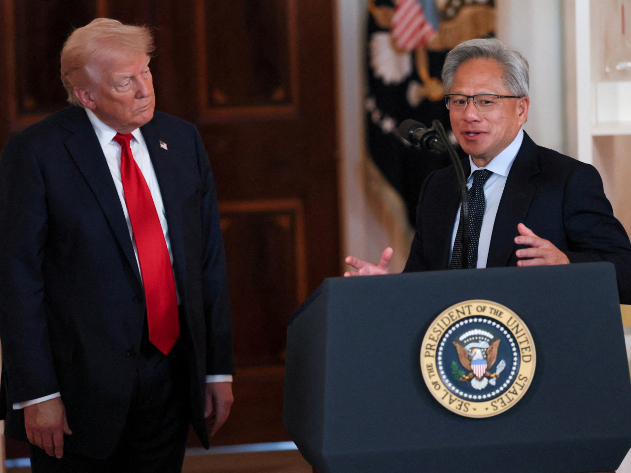 Nvidia CEO Jensen Huang is joining over a dozen US CEOs on President Donald Trump's visit to China this week. File photo: Reuters